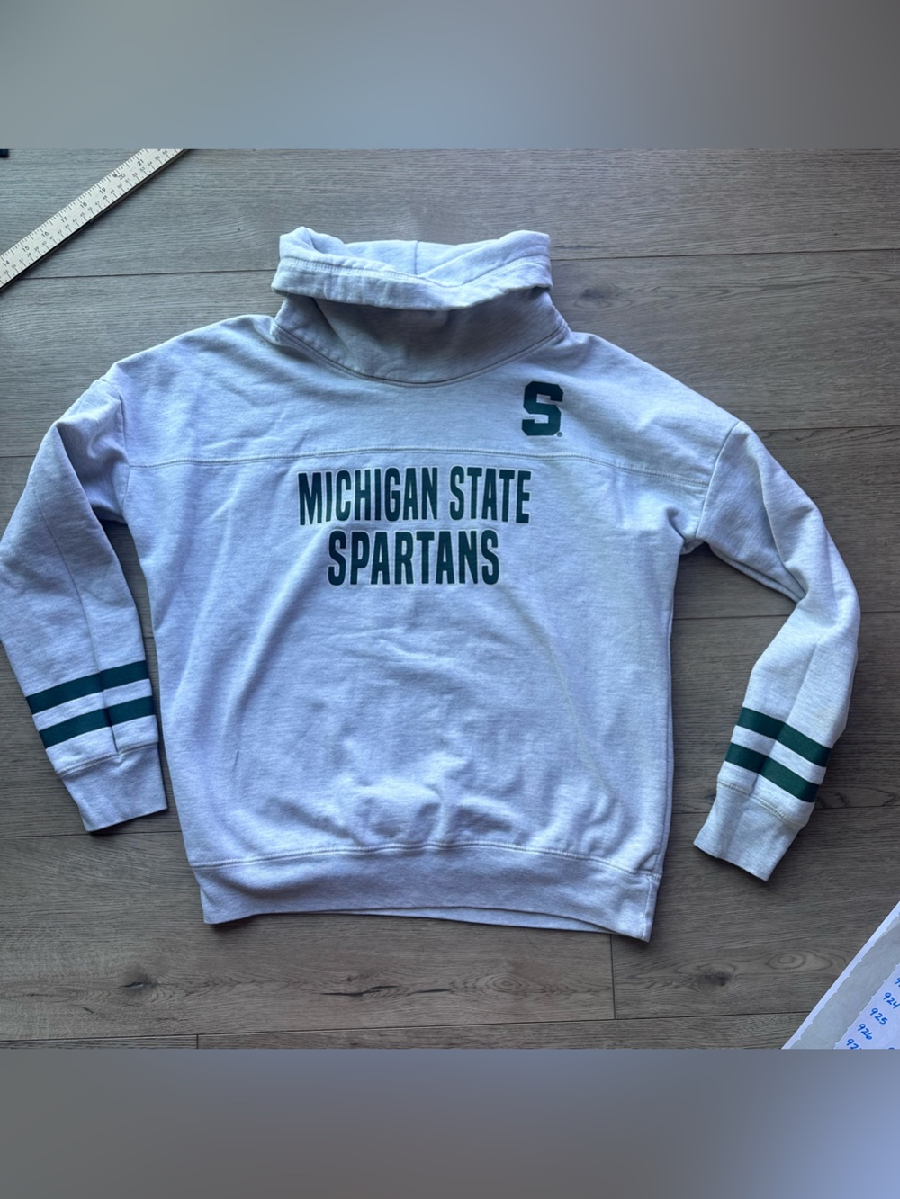 Michigan State Spartans Hoodie Women’s Large Gray Green J-America Fleece
